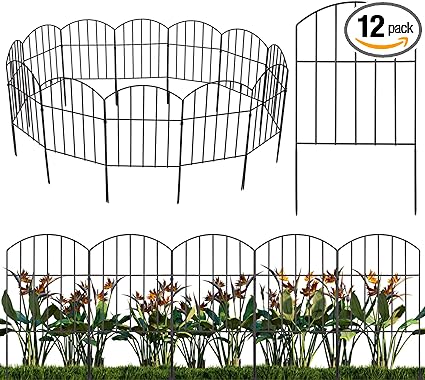 Photo 1 of 12 Pack Decorative Garden Fence, 13FT(L) x23IN(H) Garden Fencing Animal Barrier, No Dig Rustproof Metal Garden Fence for Dogs, Flower Edging for Yard Landscape Patio Outdoor Decor, Arched
