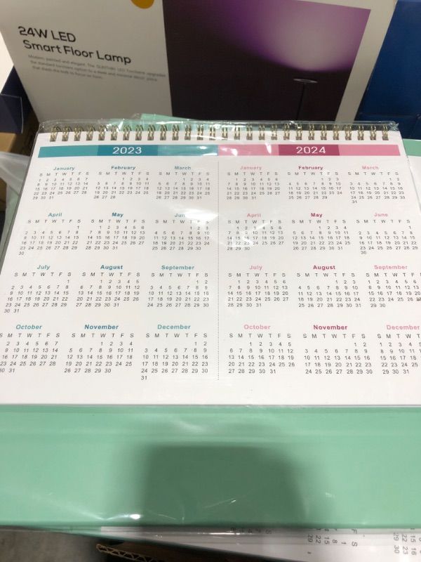 Photo 2 of Desk Calendar 2023-2024 - Jul. 2023 - Dec. 2024, Standing Flip 2023-2024 Desktop Calendar, 9.8" x 8.3", 2023-2024 Desk Calendar,Twin-Wire Binding + Large Unruled Blocks with Julian Date - White