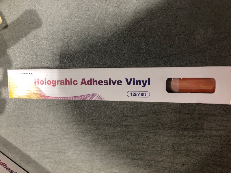 Photo 2 of YRYM Holographic Permanent Vinyl - Light Yellow Holographic Permanent Adhesive Vinyl Craft Vinyl Roll 12" x 8 ft Works for Craft Decoration, Home Decor, Logo, Letters, Banners 