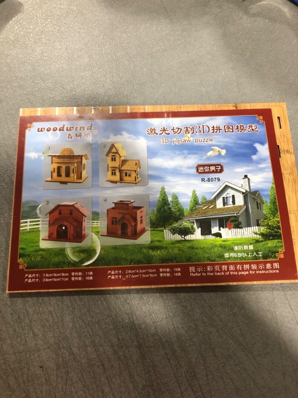 Photo 2 of 3D Wooden Puzzle, Mini DIY Model House Kit Educational Toys Jigsaw Puzzles Gift for Children and Adult