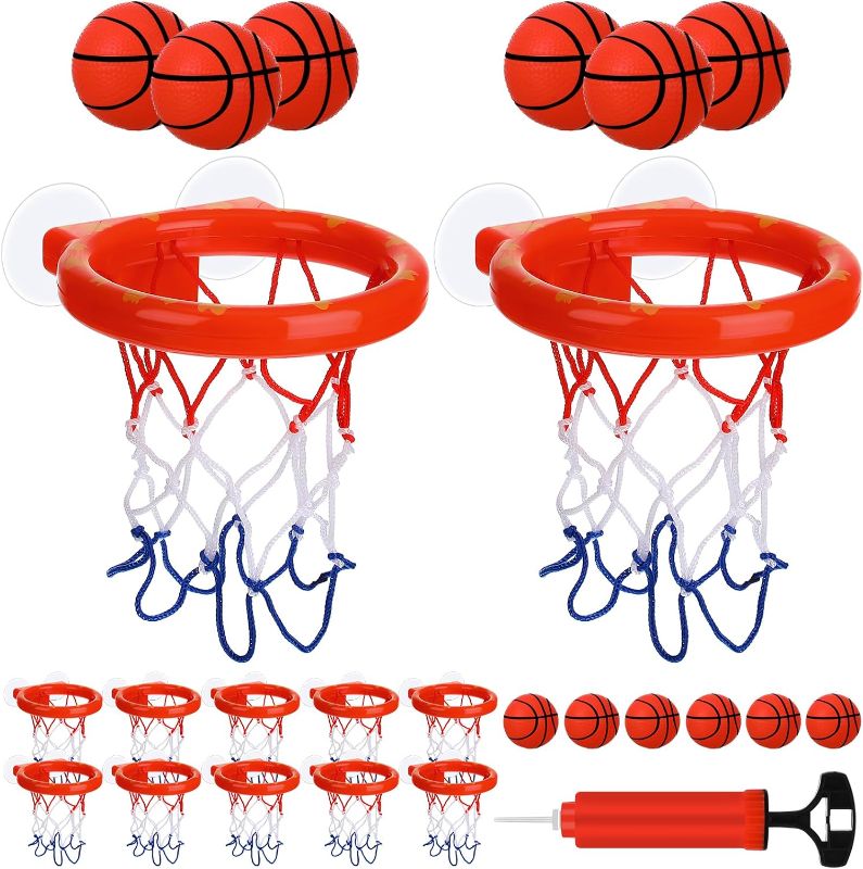 Photo 1 of Bath Toys for Kids Bathtub Basketball Hoop Balls Set Bathtub Shooting Game for Toddlers Boys and Girls with 12 Soft Balls Set & Strong Suction Cup Suitable for Bedroom Bathtub Shower Fun Bath Toy
