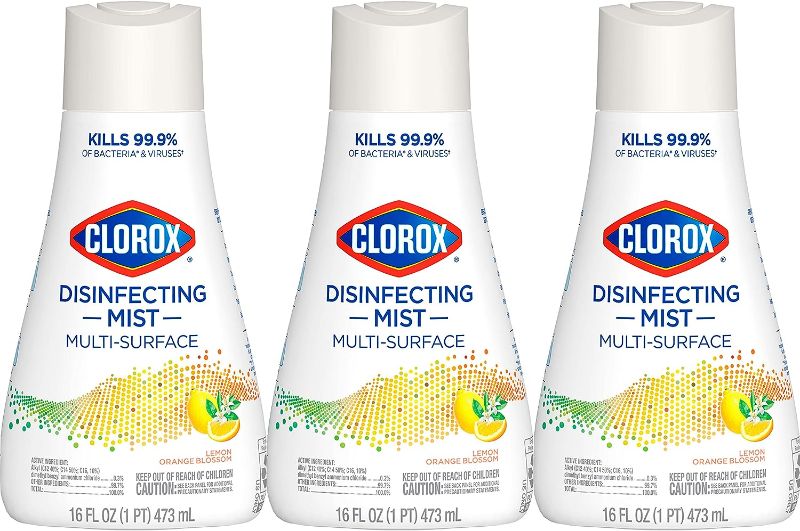 Photo 1 of Clorox Disinfecting Mist Refill, Multisurface Cleaner, Sanitizing Mist, Lemon Orange Blossom Scent, 16 Ounces (Pack of 3)
