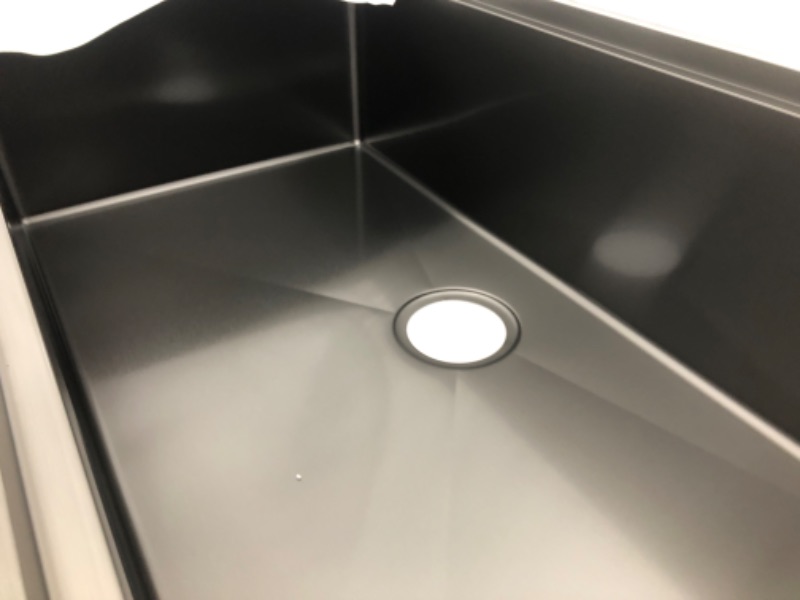 Photo 2 of 33 Black Farmhouse Kitchen Sink-VASOYO 33x22 Gunmetal Matte Black Stainless Steel Farmhouse Apron Front Workstation Kitchen Sink 16 Gauge R10 Deep Single Bowl Farm Sink 33"x22"x10" Matte Black