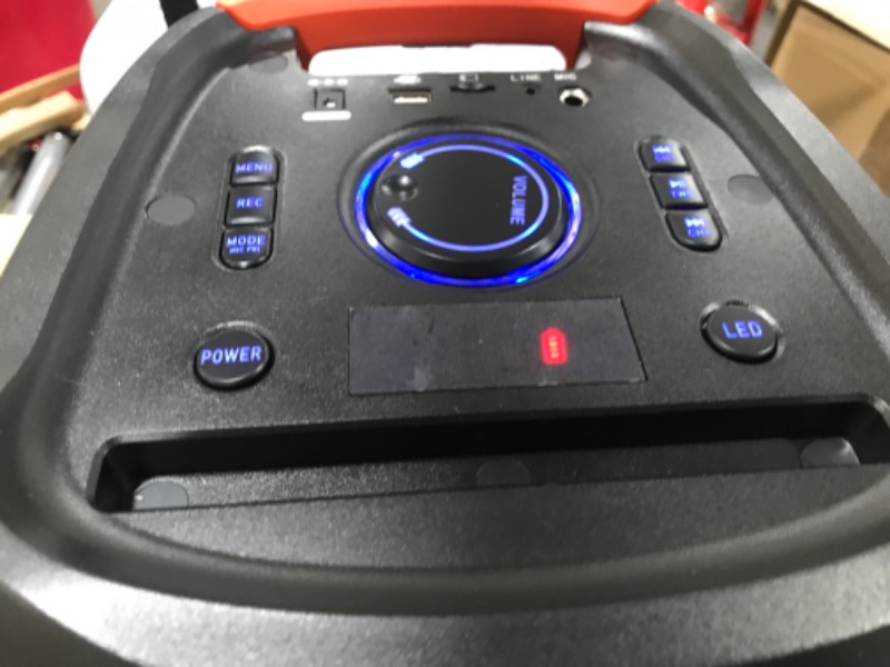 Photo 1 of ELIRIRA Dual 8" Subwoofer,Trolley,Portable Outdoor BT Party Loud Karaoke Speaker PA System?Wireless Microphones,Remote?Recording, Ten Kinds of DJ Lights,Bass Boost Supports TWS/REC/AUX/MP3/USB/TF/FM