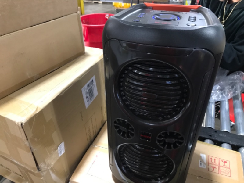 Photo 2 of ELIRIRA Dual 8" Subwoofer,Trolley,Portable Outdoor BT Party Loud Karaoke Speaker PA System?Wireless Microphones,Remote?Recording, Ten Kinds of DJ Lights,Bass Boost Supports TWS/REC/AUX/MP3/USB/TF/FM