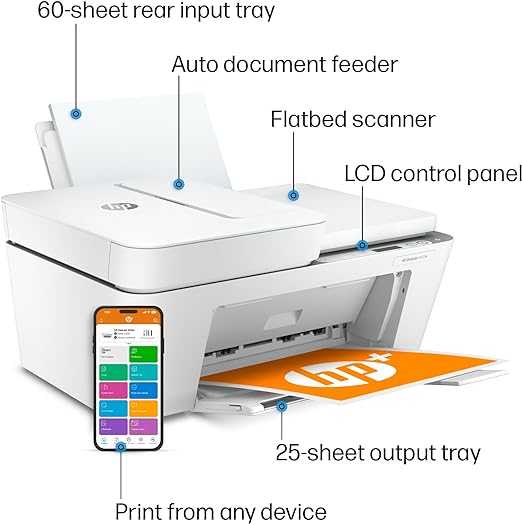 Photo 1 of HP DeskJet 4155e Wireless Color Inkjet Printer, Print, scan, copy, Easy setup, Mobile printing, Best-for home, Instant Ink with HP+,white
