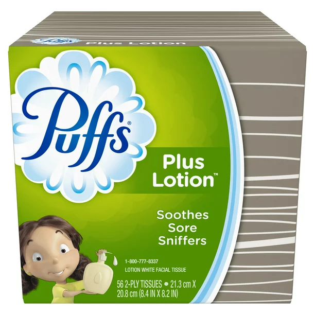 Photo 1 of  Pack of 3 Puffs Plus Lotion Facial Tissues (1 Cube, 56 per Box)