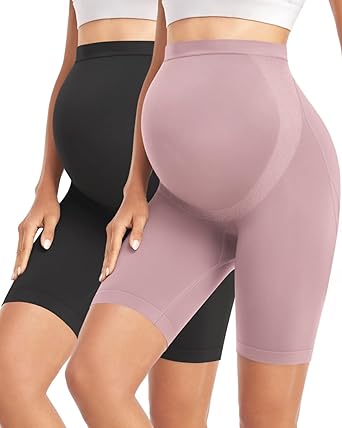 Photo 1 of BLONGW Maternity Shorts Over The Belly Pregnancy Biker Shorts Summer Workout Running Active Yoga Short Pants Medium