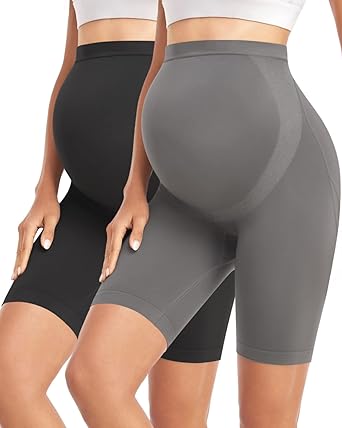 Photo 1 of BLONGW Maternity Shorts Over The Belly Pregnancy Biker Shorts Summer Workout Running Active Yoga Short Pants Large 