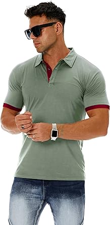 Photo 1 of CNROS Men's Short & Long Sleeve Solid Polo Shirt Slim Fit Casual Basic Design 3XL