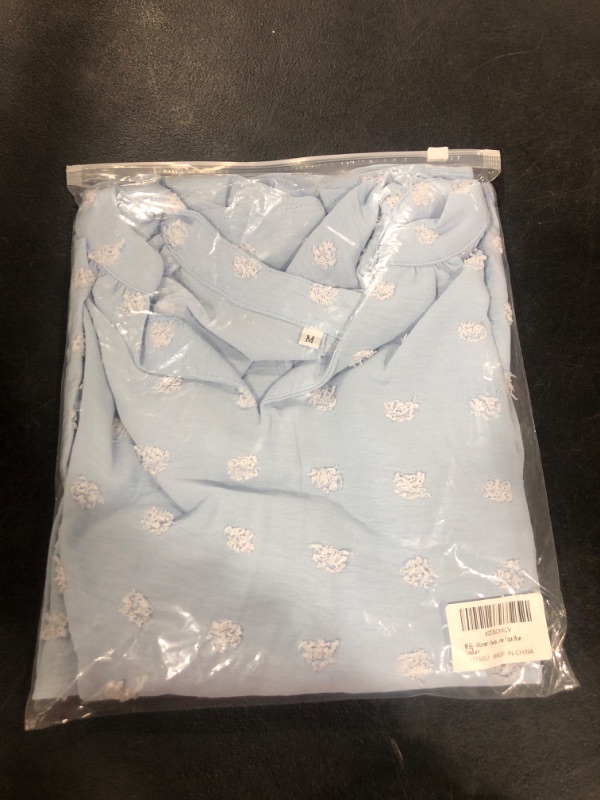 Photo 1 of ABMOIU Casual Summer Tops for Women 2023 V Neck Short Sleeve Swiss Dot Chiffon Blouse Shirts Medium