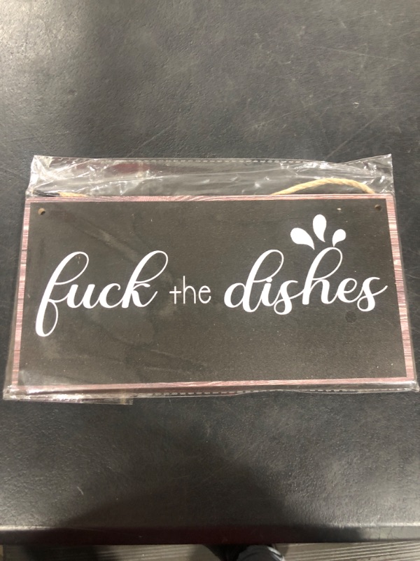 Photo 1 of 5" x10" - F**k These Dishes - Wooden Plaque Wall Decor
