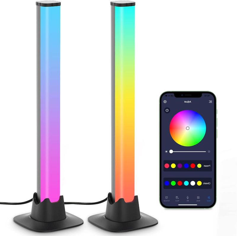 Photo 1 of Leereel Smart RGB Light Bars, LED Gaming Lights, TV Ambient Backlight - 118 Scene Modes & 4 Music Modes, Bluetooth APP Control, RGB Color Light Bars for Gaming,Room, TV (Grey)
