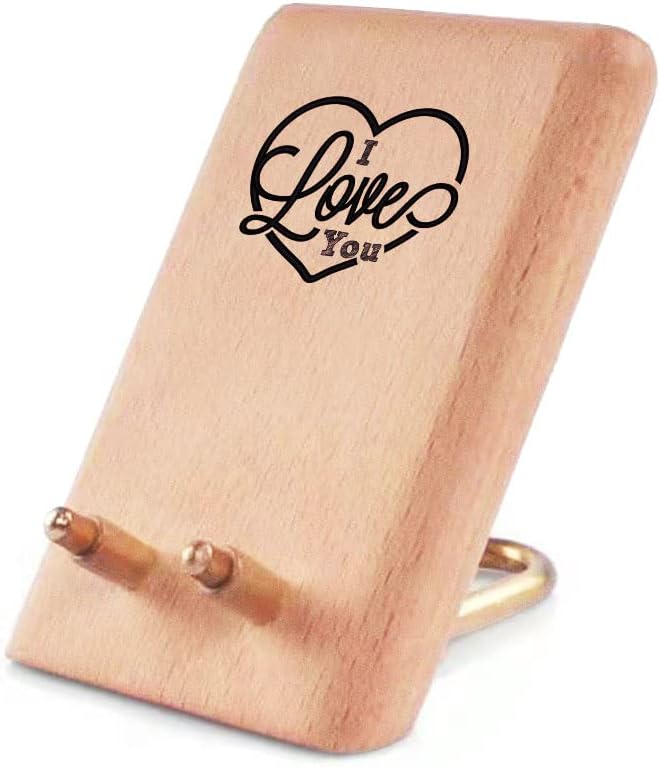 Photo 1 of I Love You Wooden Mobile Phone Holder, Convenient Charging Cell Phone Stand, Beech Portable Desktop Smartphone Stand. Wooden Ipad Stand. Sister Gift, Birthday Gift, Couple Gift. (1PCS)