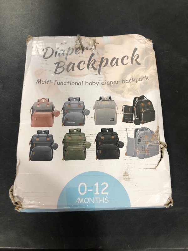 Photo 1 of Baby Diaper Bag Backpack, Derjunstar Baby Bags with Changing Station, Diaper Bag with Waterproof Changing Pad,Sunshade, Light Grey