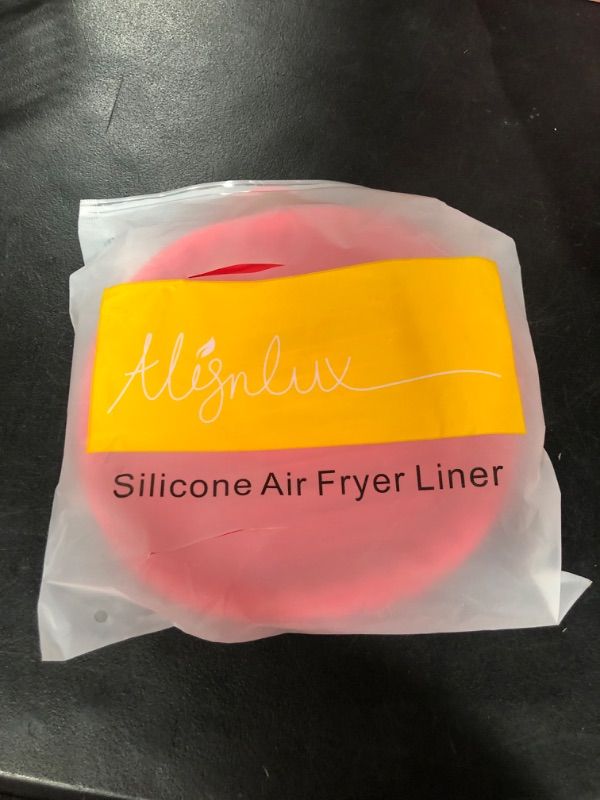 Photo 2 of Alignlux 2-Pack Round 8.5 inch Reusable Air Fryer Premium Silicone Liners (Red & Yellow) for 5 to 8QT Air Fryer Baking Pot Round Air Fryer Baking Tray