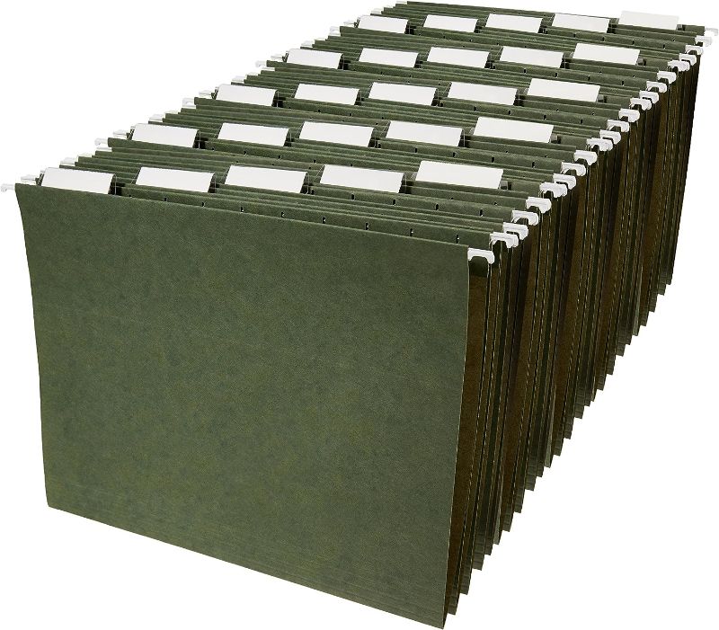 Photo 1 of Amazon Basics Hanging Organizer File Folder, Letter Size, Green - Pack of 25
