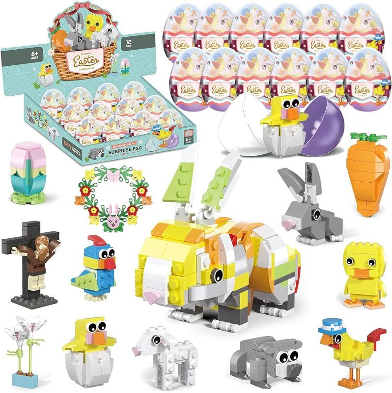 Photo 1 of Creative 12 in 1 Rabbit Animals Egg Building Set, Party Favors, Chicken Bird Duck Animals Blocks Toy Kits 
