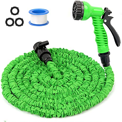 Photo 1 of 50FT Expandable Garden Hose with 7 Function Spray Nozzle, Flexible Water Hose Water Pipe, Expandable Hose Pipe Spray Gun, Durable Magic Water Pipe for Gardening Lawn Car Pet Washing (Green)