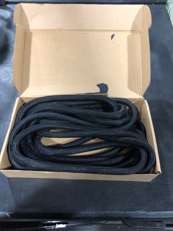 Photo 2 of CrocSee 25ft - 1/2 inch Braided Cable Management Sleeve Cord Protector - Self-Wrapping Split Wire Loom for TV/Computer/Home Theater/Engine Bay - Black 1/2"-25ft Black