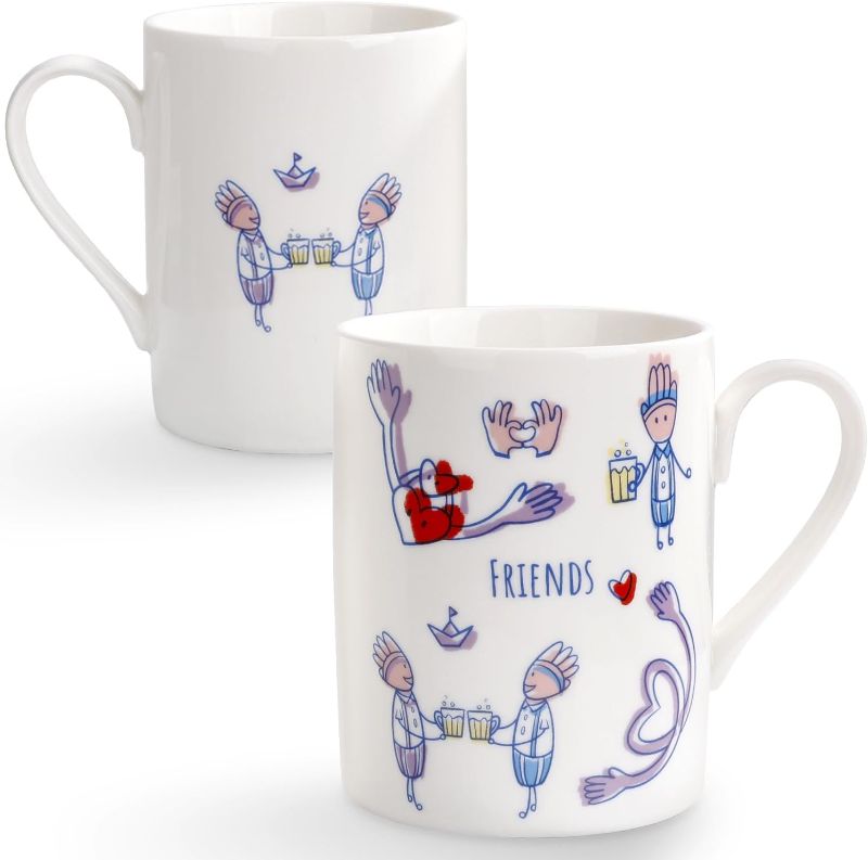 Photo 1 of 
ZEBERBO Coffee Mug Set Ceramic Coffee Cups Tea Cups Set of 2 Large 11 oz with Word Friends, Bone China Porcelain Funng Mugs, Gifts for Men Women Funny Cups.