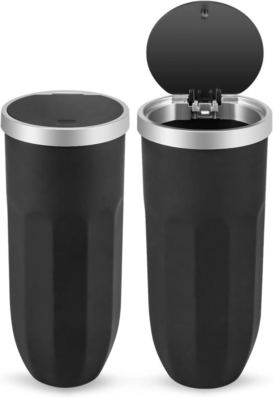 Photo 1 of 
SINSEN Car Trash Can with Lid, Small Garbage Bin, Mini Trashcan, Car Essentials Interior for Women Men, 2-Pack (Black)