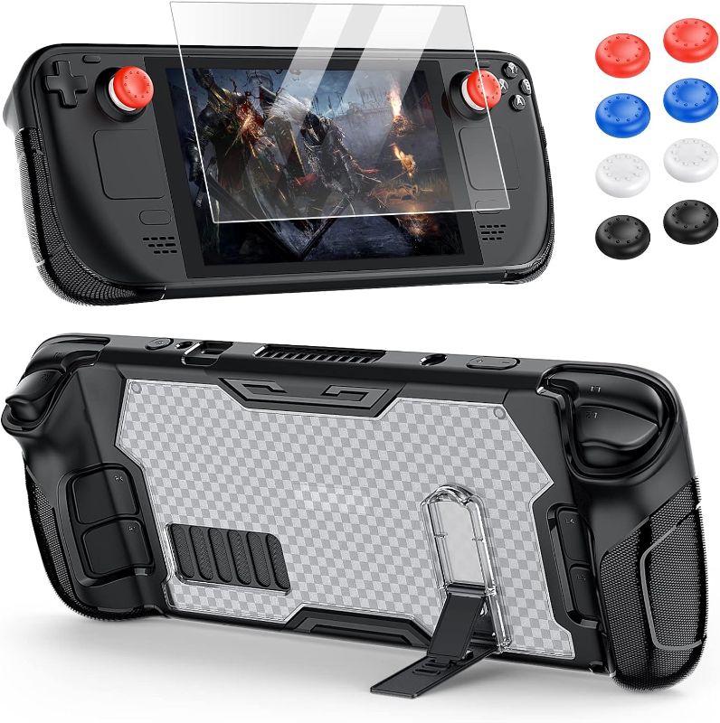 Photo 1 of 
Upgraded Protective Case with Kickstand for Steam Deck, PC+TPU Protector Cover Case for Steam Deck Accessories Kits with Kick Stand, Screen Protector