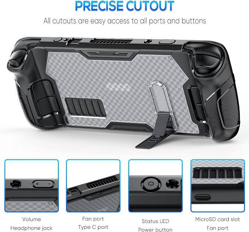 Photo 1 of 
Upgraded Protective Case with Kickstand for Steam Deck, PC+TPU Protector Cover Case for Steam Deck Accessories Kits with Kick Stand, Screen Protector