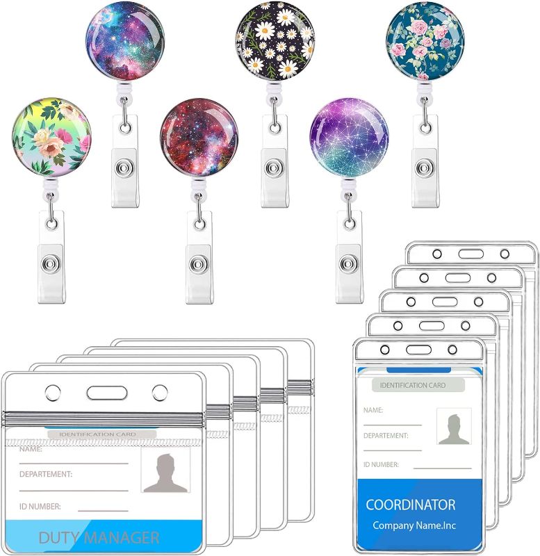 Photo 1 of 
ID Badge Holders,Retractable Badge Reels with Clear Card Holder for Breakaway Lanyard,12 Pieces Horizontal and Vertical Clear PVC Card Holder with