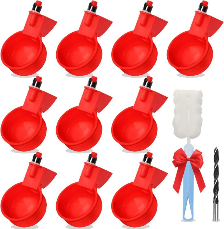 Photo 1 of
Chicken Waterer Cups 10 Pcs, Automatic Chicken Water Feeder Kit DIY Poultry Waterer with Brush Suitable for Chicks, Duck, Goose, Turkey