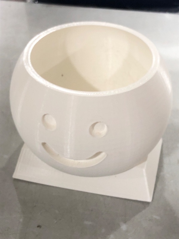 Photo 1 of 3D printed happy face white bowl planter 