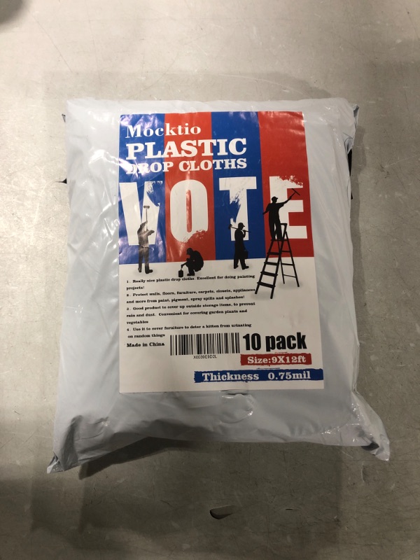 Photo 2 of 10 Piece Clear Plastic Sheeting, Painters Plastic Drop Cloth, Disposable Tarp for Painting for Couch Cover and Furniture Cover, 9x12 Feet