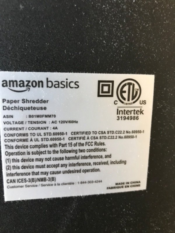 Photo 4 of Amazon Basics 15-Sheet Cross-Cut Paper, CD Credit Card Office Shredder 15 Sheet - original model Shredder