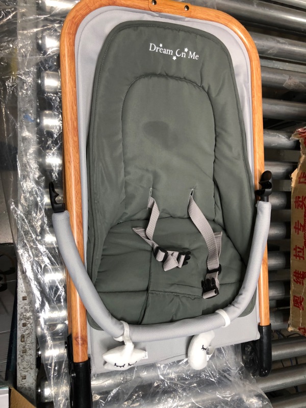 Photo 3 of Dream on Me Rock with me 2-in-1 Rocker and Stationary Seat | Compact Portable Infant Rocker with Removable Toys Bar & Hanging Toys in Grey