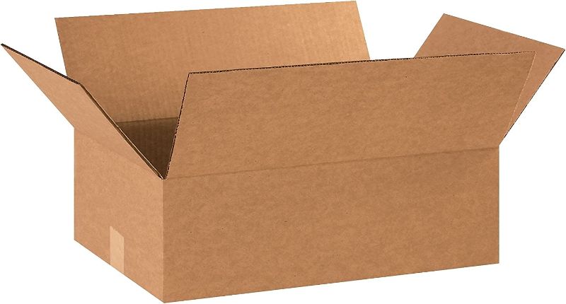 Photo 1 of 19"x13"x6" Flat Corrugated Boxes, 200 lb. Test/ECT-32 Kraft, 25 Pack
