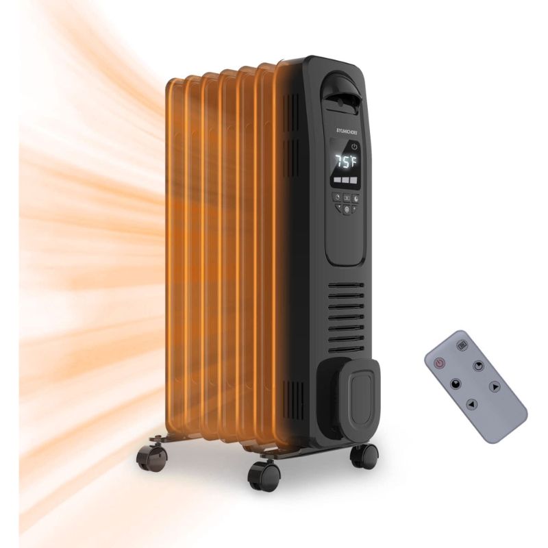 Photo 1 of BYUMICHORI 1500W Oil Filled Heater with Remote Control, Indoor Electric Radiator Space Heater with 4 Heating Modes, No Wind and Low Noise Thermostat for Bedroom & Living Room
