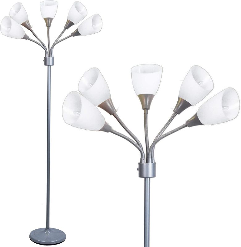 Photo 1 of (*SEE NOTES FOR DETAIL*) LIGHTACCENTS Modern Multi Head Floor Lamp - Medusa 5 Light Standing Lamp Tall Bedroom Lamp with 5 Positionable Bright Acrylic White Shades with 3-Light Mode Switch
