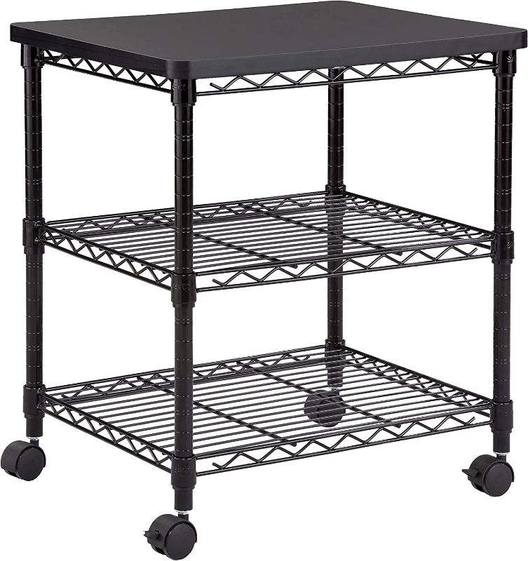 Photo 1 of afco Desktop 3 Tier Stand for Printer,Mobile Printer Cart with Wheels, 200 lbs Capacity, Multifunctional Utility Shelves with Solid Top for Durability