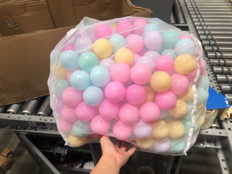 Photo 4 of Amazon Basics BPA Free Crush-Proof Plastic Ball Pit Balls with Storage Bag, Toddlers Kids 12+ Months, 6 Pastel Colors - Pack of 400 6 Pastel Colors 400 Balls