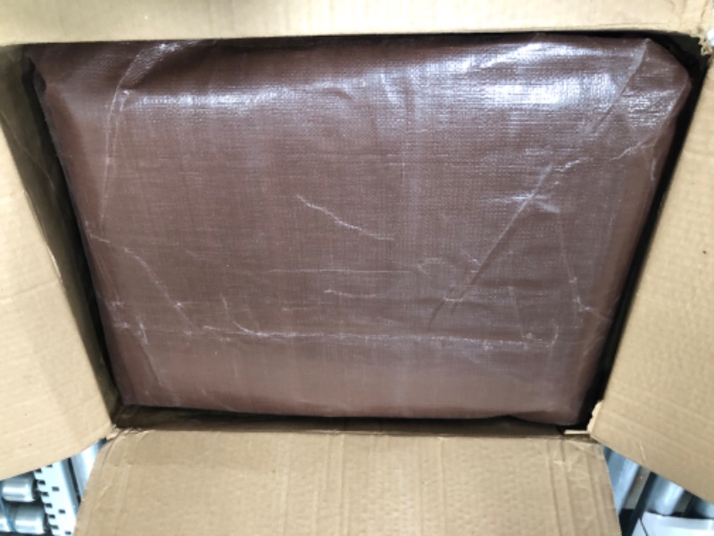 Photo 1 of 10' x 20' Super Heavy Duty 16 Mil Brown Poly Tarp Cover - Thick Waterproof, UV Resistant, Rip and Tear Proof Tarpaulin with Grommets and Reinforced Edges - by Xpose Safety