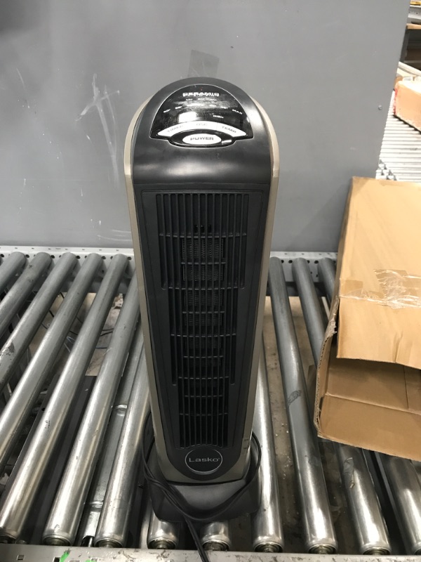 Photo 2 of Lasko Oscillating Ceramic Tower Space Heater for Home with Adjustable Thermostat, Timer and Remote Control, 22.5 Inches, Grey/Black, 1500W, 751320