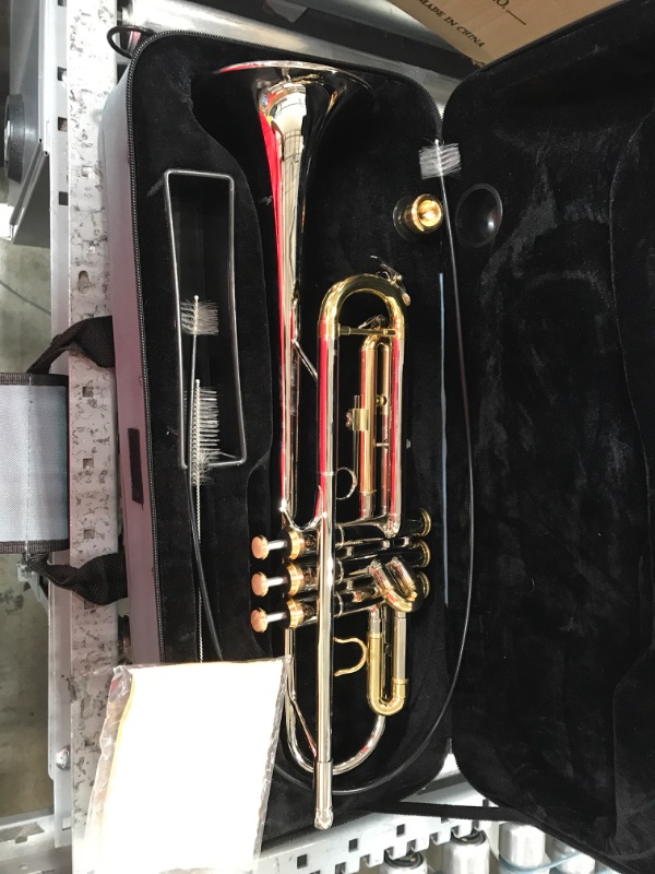 Photo 2 of Asmuse Bb Standard Trumpet Set for Beginner, Brass Student Trumpet Instrument with Hard Case (Silver)