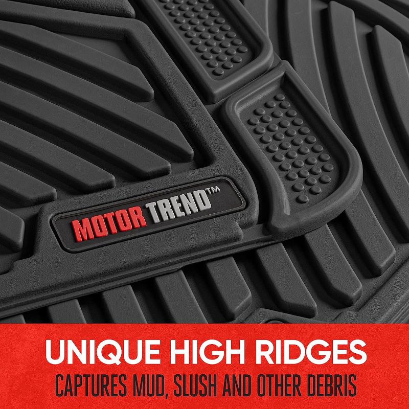 Photo 4 of Motor Trend FlexTough Performance All Weather Rubber Car Floor Mats - 3 Piece Floor Mats Automotive Liners for Cars Truck SUV, Heavy-Duty Waterproof (Black)