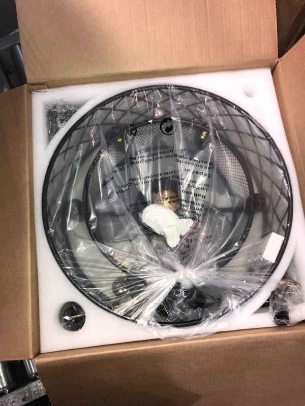 Photo 1 of STERREN 20 Inch Caged Ceiling Fan with Lights Remote Control, Flush Mount Rustic Low Profile Ceiling Fans with Lights Vintage Black Enclosed Ceiling Fan for Farmhouse Bedroom