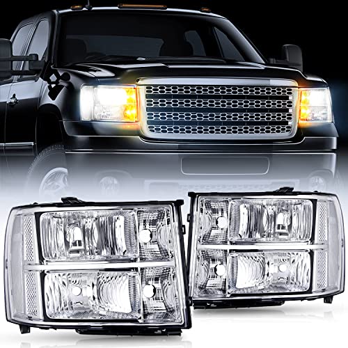 Photo 1 of Nilight Headlight Assembly 2007 2008-2013 Sierra 1500 2008-2014 Sierra 2500 HD 3500 HD Chrome Housing Clear Corner Clear Lens, Headlights Assembly Rep
