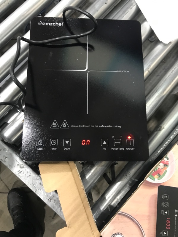 Photo 1 of Portable Induction Cooktop AMZCHEF Induction Burner Cooker With Ultra Thin Body, Low Noise Hot Plate With 1800W Sensor Touch Single Electric Cooktops Countertop Stove With 8 Temperature & Power Levels, 3-hour Timer, Safety Lock black&silver