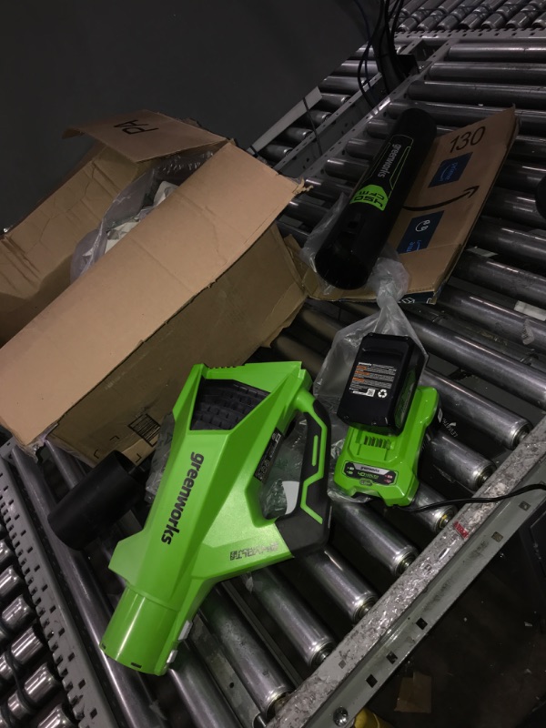 Photo 3 of ***PARTS ONLY*** Greenworks 24-Volt 110 MPH 450 CFM Cordless Blower (4.0Ah Battery & Charger Included) ""CHARGER UNIT DOES NOT WORK CAN NOT TEST DEVICE """