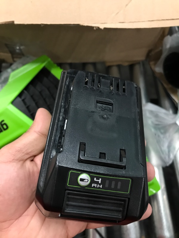 Photo 4 of ***PARTS ONLY*** Greenworks 24-Volt 110 MPH 450 CFM Cordless Blower (4.0Ah Battery & Charger Included) ""CHARGER UNIT DOES NOT WORK CAN NOT TEST DEVICE """