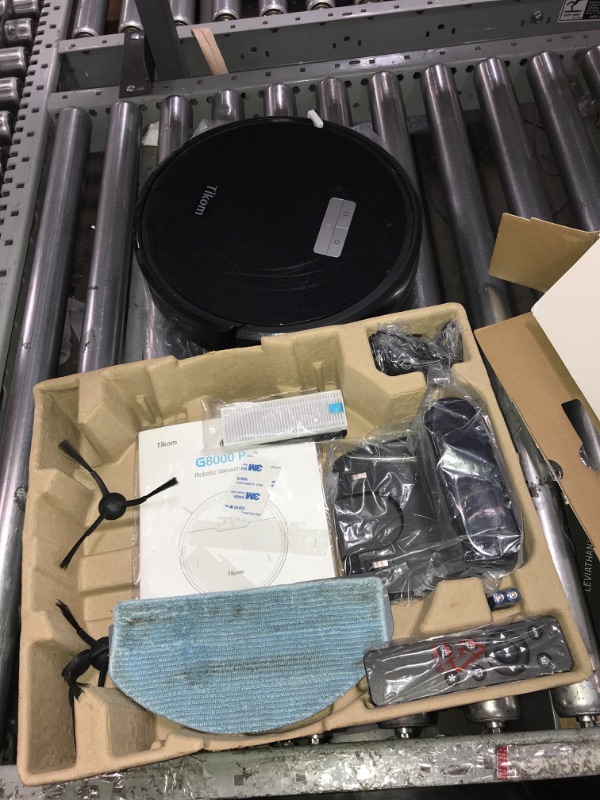 Photo 1 of Tikom G8000 Pro Robot Vacuum and Mop Combo, 4500Pa Suction, 150Mins Max, Robotic Vacuum Cleaner with Self-Charging, Quiet, APP&Voice Control, Ideal for Pet Hair, Carpet, Hard Floor, Black