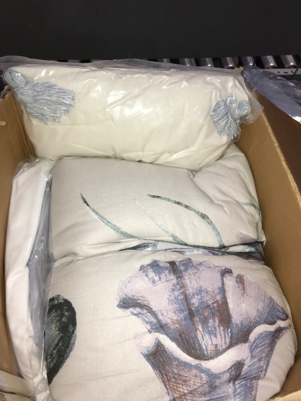 Photo 2 of ***NOT A FULL SET*** Madison Park Cassandra 100% Cotton Comforter Set - Feminine Design Colorful Floral Print, All Season Down Alternative Bedding Layer and Matching Shams, King (104 in x 92 in), Blue 8 Piece Cassandra Blue 8pcs King